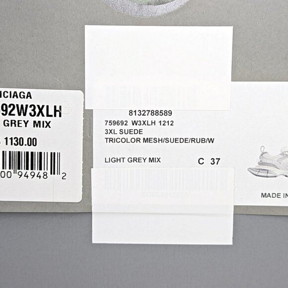 Balenciaga 3XL Distressed Suede & Mesh Sneakers Light Grey Size 37 MSRP $1,130 - Picture 15 of 15